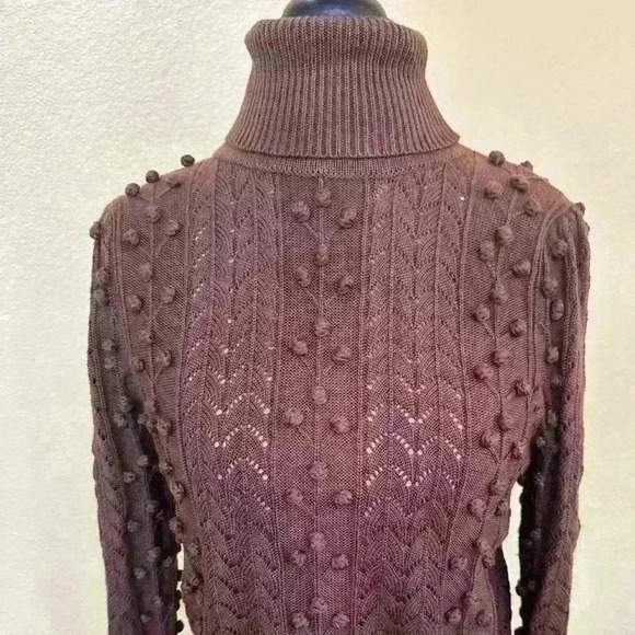Tularosa “Achilles” Cropped Turtleneck Sweater In Chocolate Size Large NWOT! - Picture 7 of 9